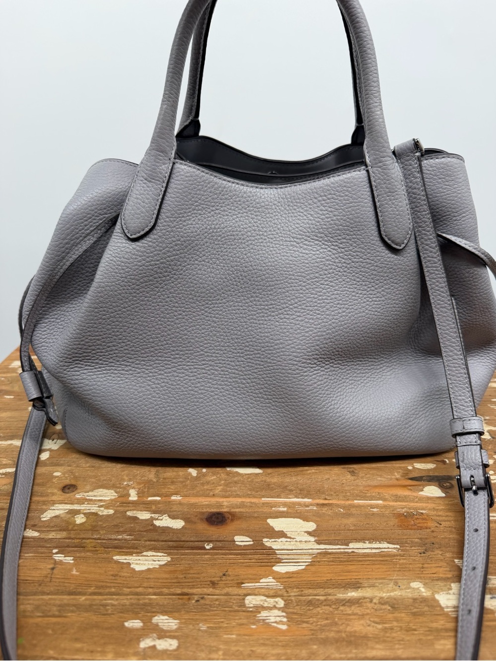 kate spade pebble leather satchel in light gray - Picture 4 of 4